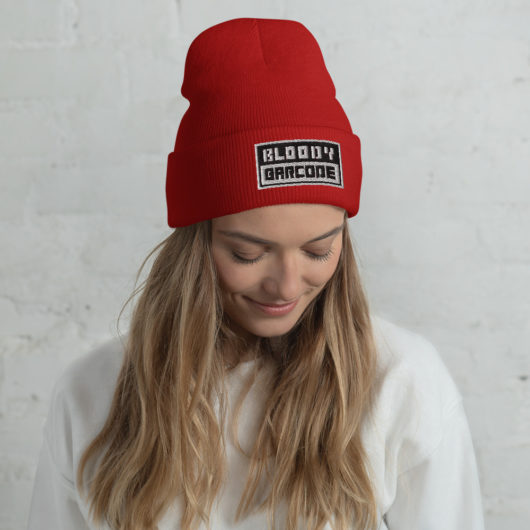 embroidered Bloody Barcode Beanie - Image 3