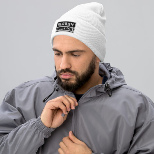 embroidered Bloody Barcode Beanie - Image 5